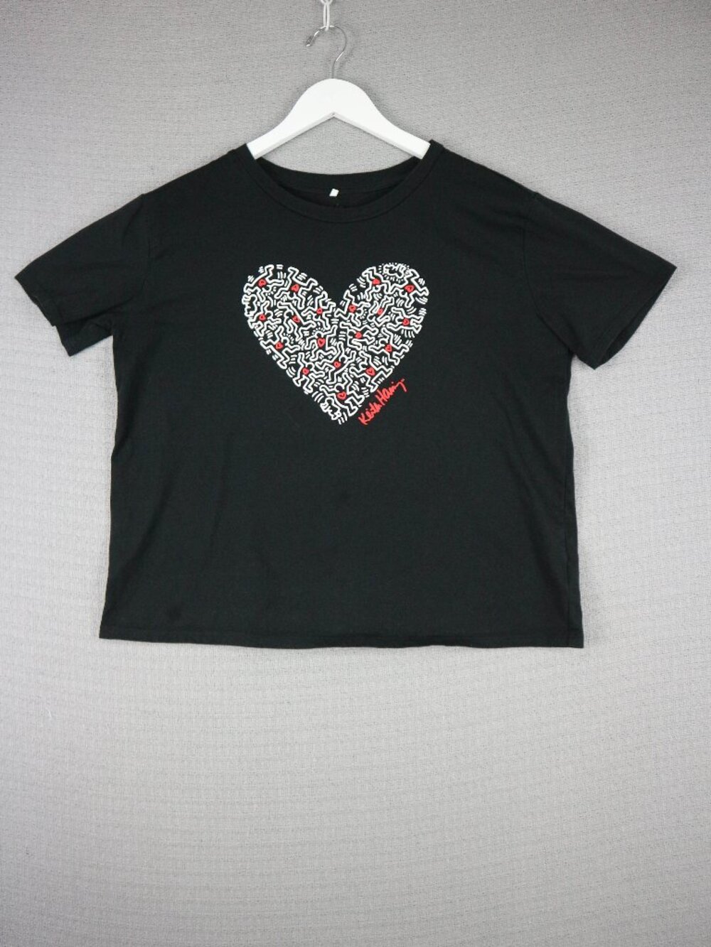 Keith Haring Heart Tee Womens Medium Black